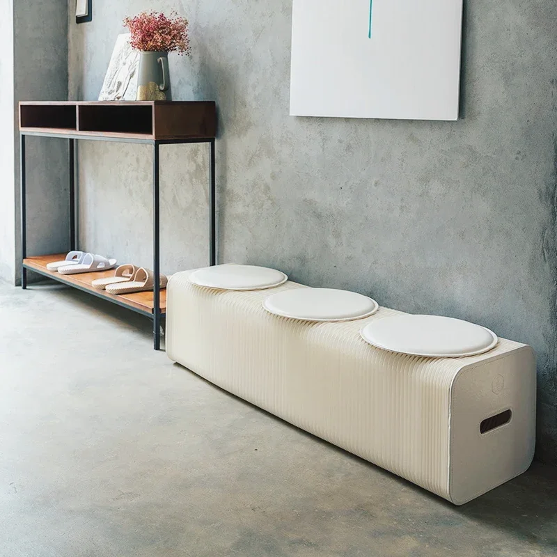 Folding and Telescopic Low Stool, Can Bear 900 Kg, Stylish Long Bench for Living Room, Home and Restaurant, Free Leather Cushion