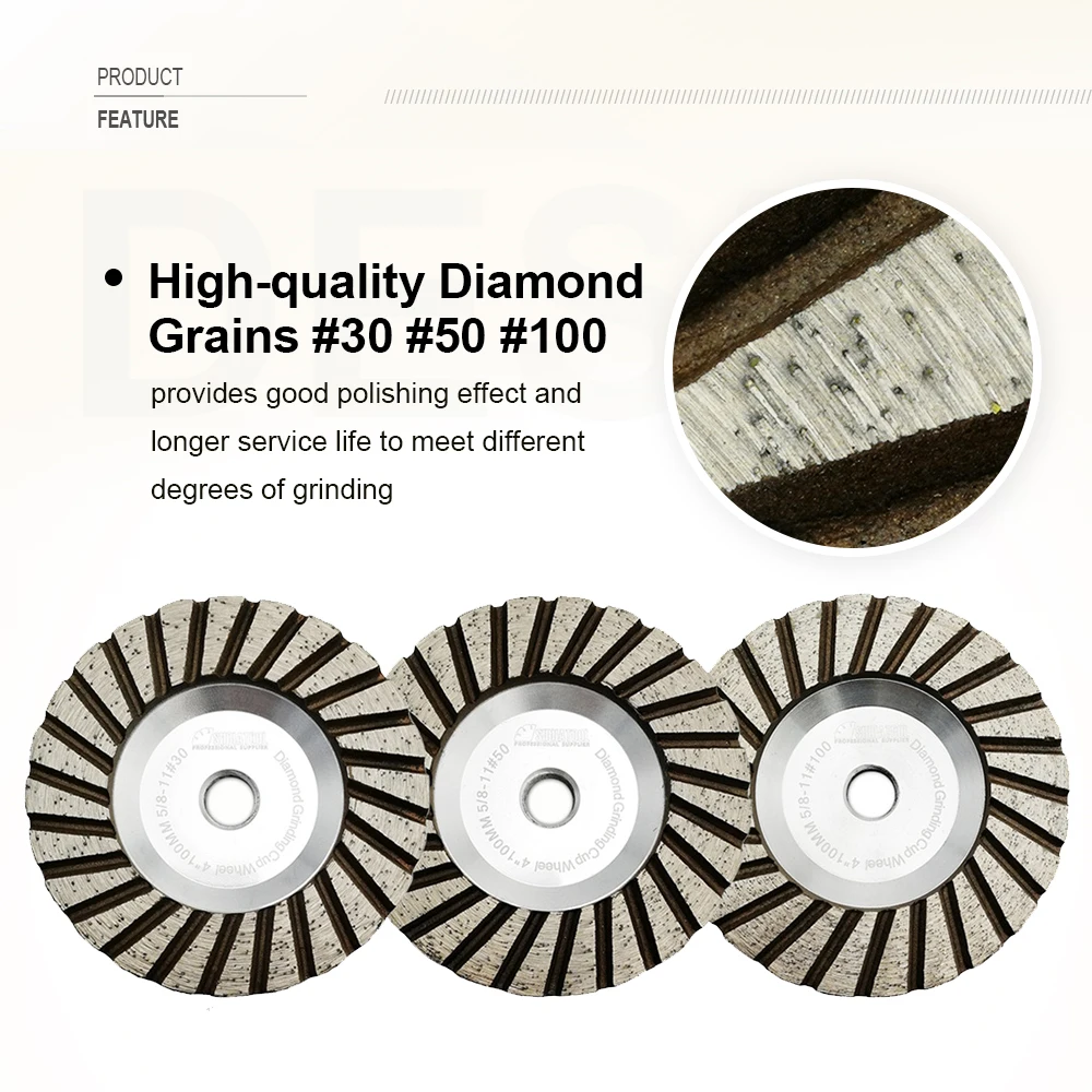 1pc M14 Dia 4"/100mm Diamond Grinding Cup Wheel Aluminum Based Grinding Disc Granite Marble cutting disc grinding disc abrasive wheel grinding wheel