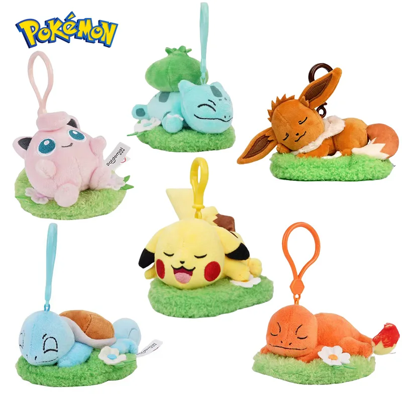 Pokemon Keychain Plush Toy Snorlax Pikachu Eevee Jigglypuff Bulbasaur Cartoon & Cute Backpack Pendant Children's Gift