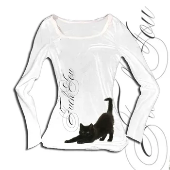 Baby Tees Y2k Kitty Women's Cropped Grunge Clothes Y2k Tops Long Sleeve Harajuku Clothing Female Crop Top Women Kpop Goth Kawaii 1