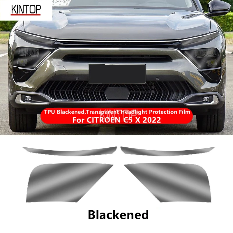 

For CITROEN C5 X 2022 TPU Blackened,Transparent Headlight Protective Film, Headlight Protection,Film Modification