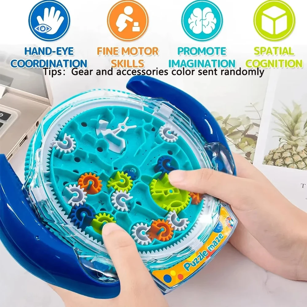 Creative Funny Gear Labyrinth Disk Gear Balance Ball Maze Wheel Dish IQ Puzzle Educational Toy for Children Christmas Gift 2