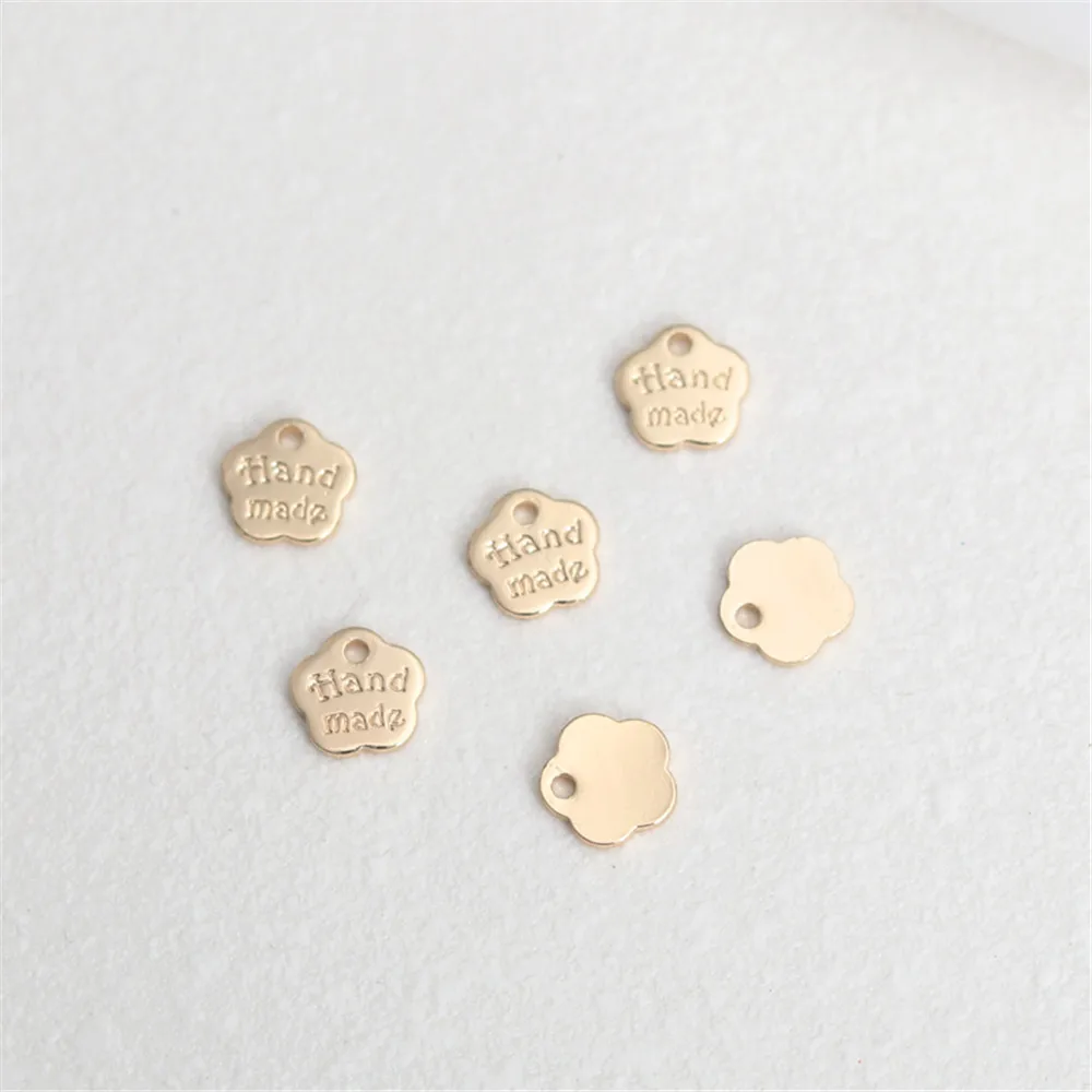 

14k gold wrapped small flower English brand 8mm small pendant diy bracelet necklace small pendant pendant accessories
