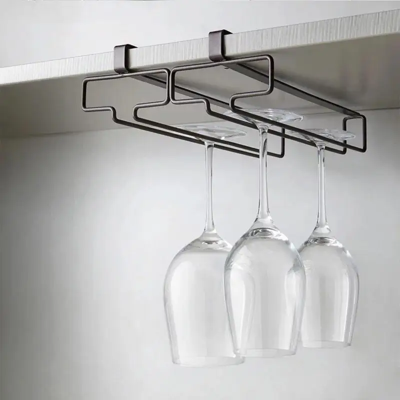 Wine Glass Holder Wine Cup Holder Under Shelf Glass Hanger Metal Organizer For Space Saving Glasses Rack For Shelf