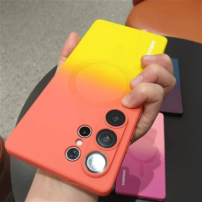 Gradient Magnetic Soft Silicone Case with Lens Film Cover