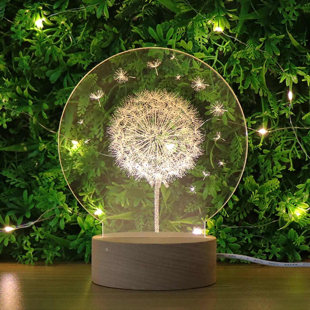 

The Dandelion 3D LED Acrylic Plant Night Light USB Powered Bedroom Decoration Sleep Table Lamp for Kids Boy & Girl Creative Gift