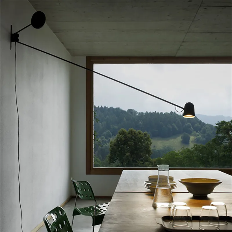 Minimalist Swing Arm Wall Lamp LED  adjustable long pole lamp for reading Living Room Bedroom Luminaria Art Decor dining light 3