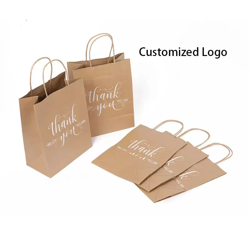10/25/50PCS Kraft Paper Bags with Handles Wholesale Brown Paper Bags Kraft Shopping Bags Paper Gift Bags Retail Bags