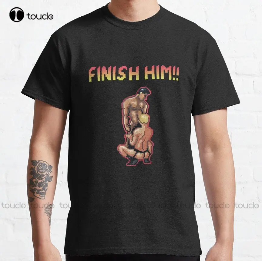 

Finish Him Video Game Classic T-Shirt Vintage T Shirts For Men Custom Aldult Teen Unisex Digital Printing Tee Shirts Custom Gift