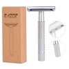 Whityle Metal Safety Razor Classic Wet Shaver Large Handle Beard Carving Razor 06T With 5 Platinum Coated Blade 6