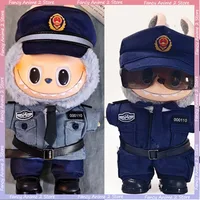New Labubu Doll Clothes Handsome Security Police Shirt Trousers Belt Shoes Outfit Mini Plush Doll Clothing for V1 V2 V3 Labubu 1