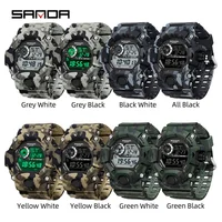 SANDA 2183 Electronic Watch Fashion Military Camo Waterproof Outdoors Sports Digital Display Silicone Strap Wristwatchs for Men 2