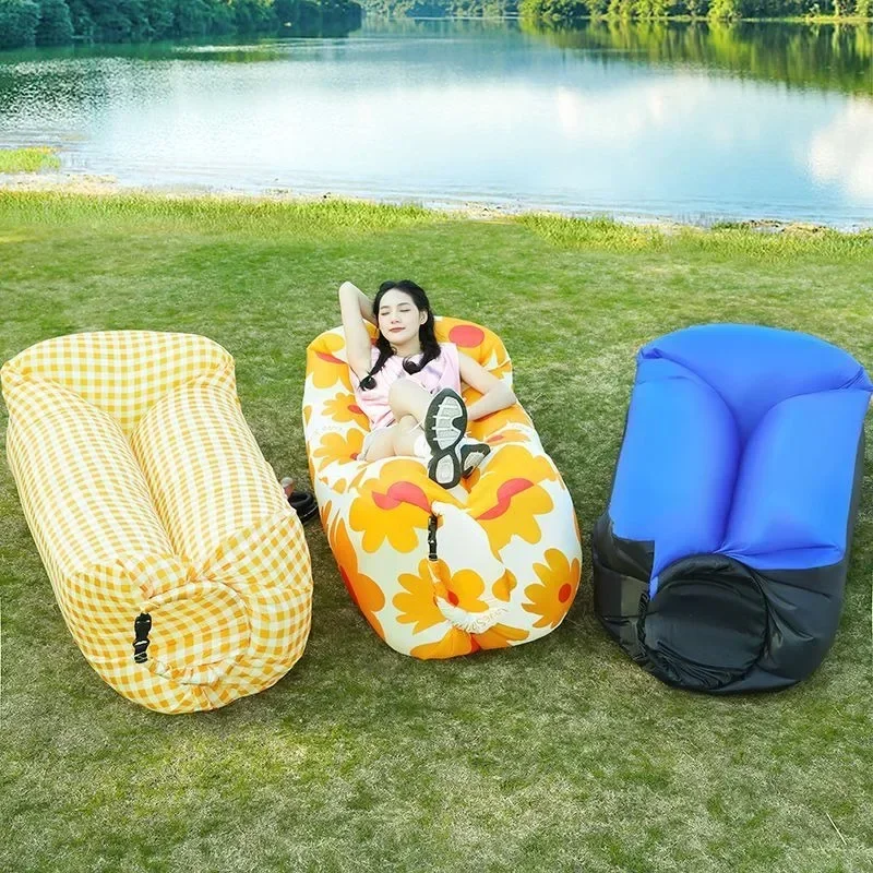 Beach Lounger Air Portable Inflatable Sofa Bed Furniture Rest Reclining Chair Camping Equipment 2 Seat Outdoor Garden Loungers