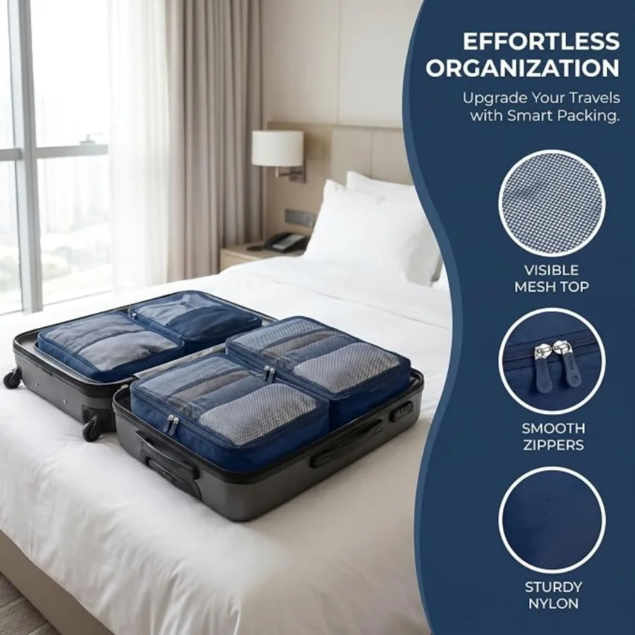 Compact Foldable Packing Cubes with Breathable Mesh Design