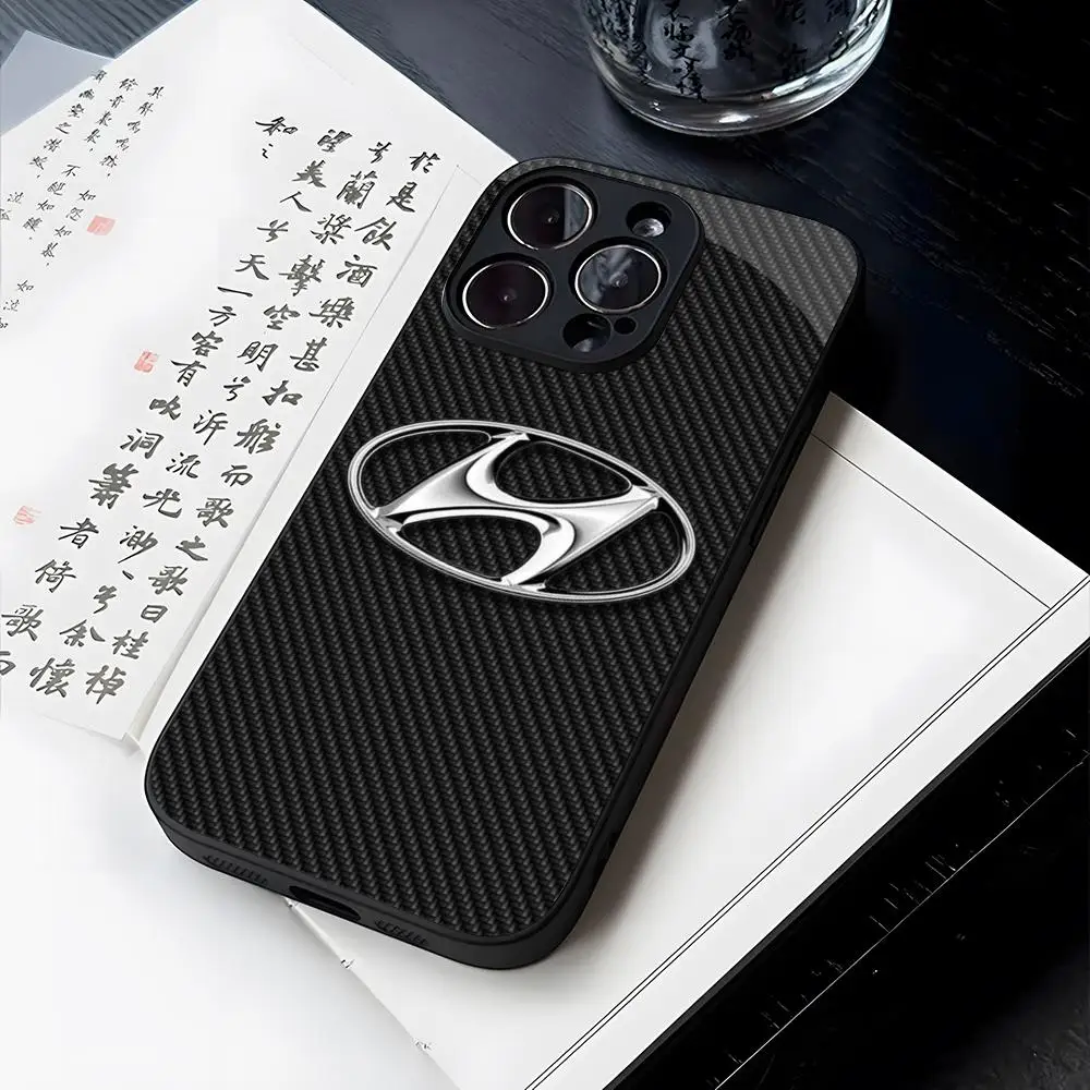 

KoreanS car HyundaiS Phone Case Tempered Glass For iPhone 14 13 12 15 11 Pro XS Max Plus Mini X XR 8 7 6s SE2020 Coque