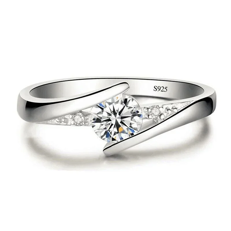 Zircon Stone Ring Wedding Jewelry Engagement Rings For Women wedding rings,round rings,silver ring,womens ring,cubic zircon ring,finger rings,jewelry rings,ring jewelry