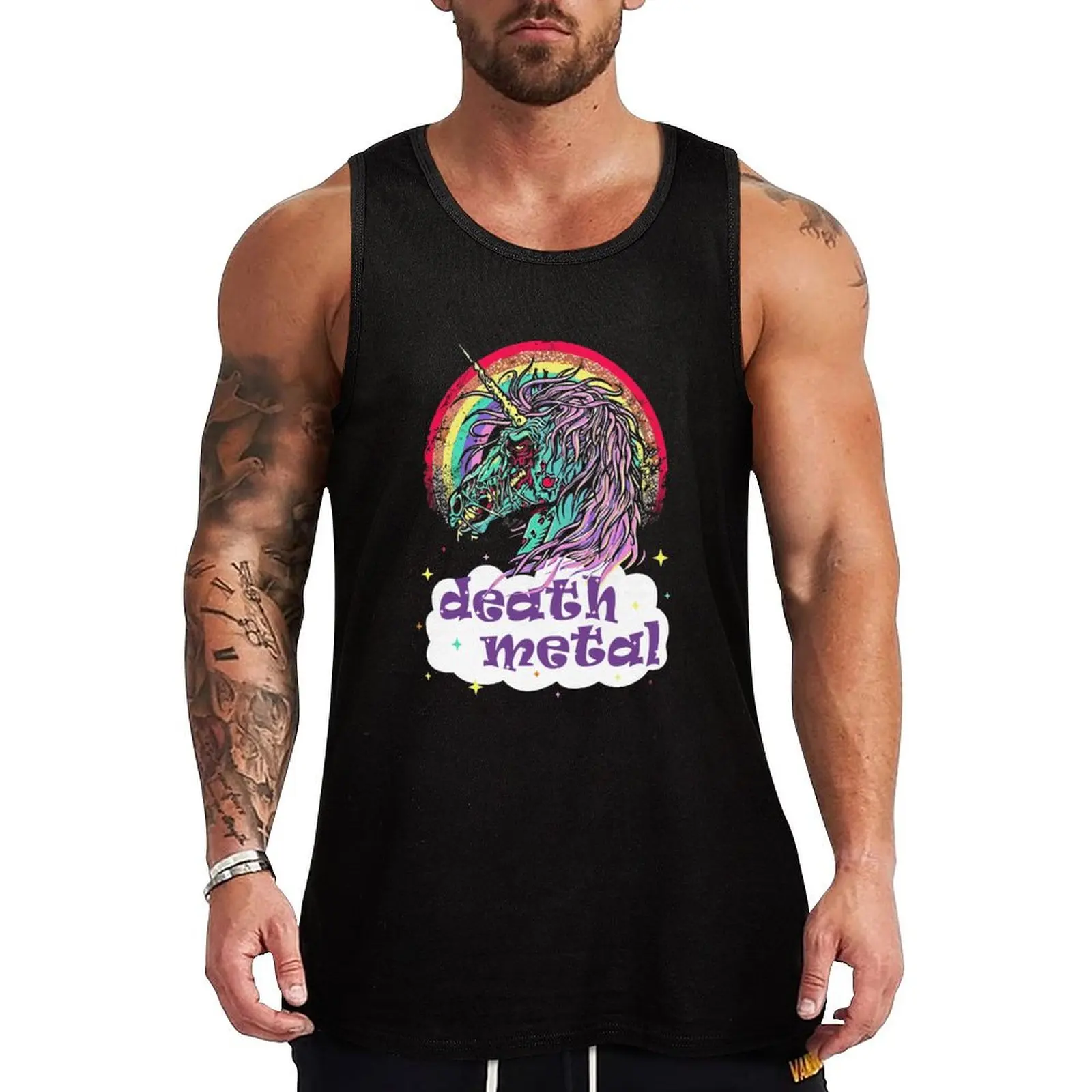 

Zombie Unicorn Death Metal Tank Top anime clothes mens gym clothes
