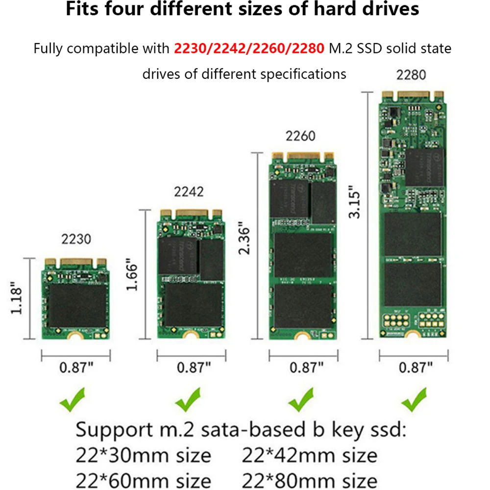 TISHRIC SSD NVME M2 케이스 NGFF 인클로저 M.2 듀얼 프로토콜-USB3.1 유형 C 하드 드라이브 인클로저 2230/2242/2260/2280용 10Gbps