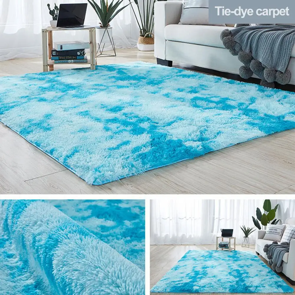 

Plush Tie-Dye Rug Modern Colorful Long Floor Carpet Washable Non-slip Living Room Bedroom Kids Room Floor Shaggy Area Carpet