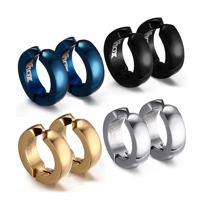 Vnox 1 Pair Multiple Sizes Circle Hoop Earrings for Men Women