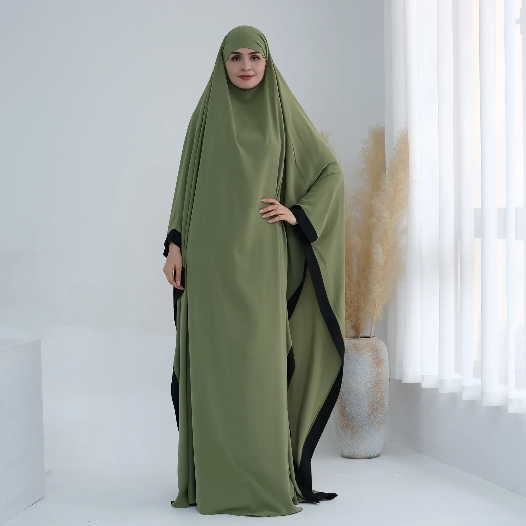 Ramadan Jilbab Muslim Women One Piece Prayer Dress Khimar Hijab Robe Full Cover Hooded Abaya Dubai Niqab Islam Modest Djellaba