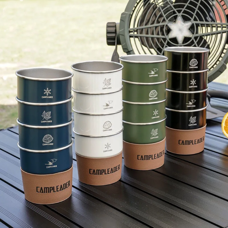 

New 4 PCS Senior stainless steel cups water cups camping poop beer cups coffee cups cold drinks 4 sets of cups 300ml outdoor