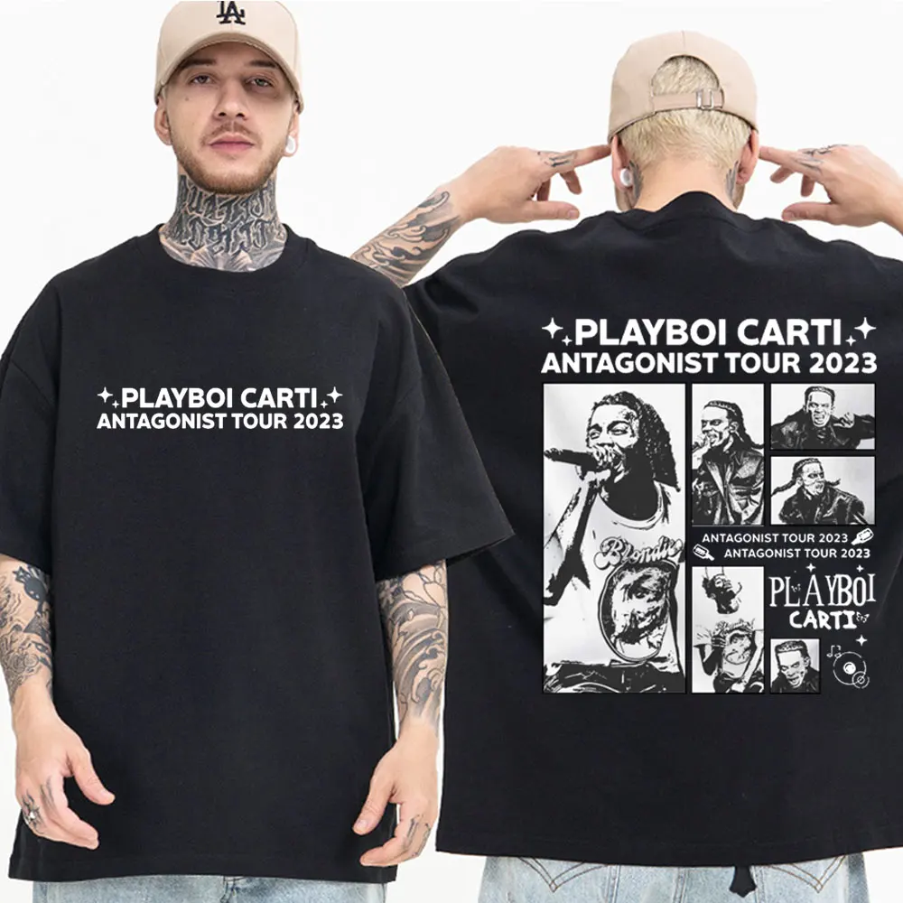 

Rapper Playboi Carti Antagonist 2023 Tour Concert T Shirt Men Women Street Hip Hop Oversized T-shirt Vintage Fashion Loose Tees