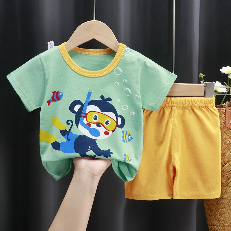 winter baby suit Cotton Children Sets Leisure Sports Baby Boy Girls T-shirt + Shorts Sets Toddler Clothing Cartoon Animal Kids Clothes clothing kid suit