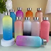 550ml Bottle With Time Marker Motivational Reusable Fitness Sports Outdoors Travel Leakproof BPA Free Frosted Plastic