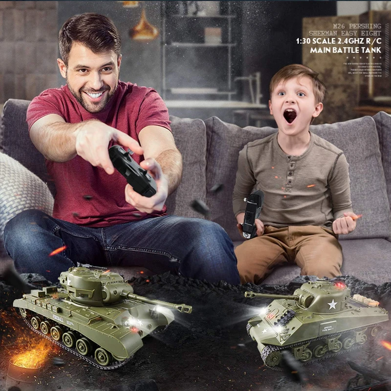 Henglong 1/30 rc tanks,Sherman vs Pershing Infrared Battle Tanks 2.4Ghz RC Battling Panzer Remote Control US Model Tank M4A3 M26 4