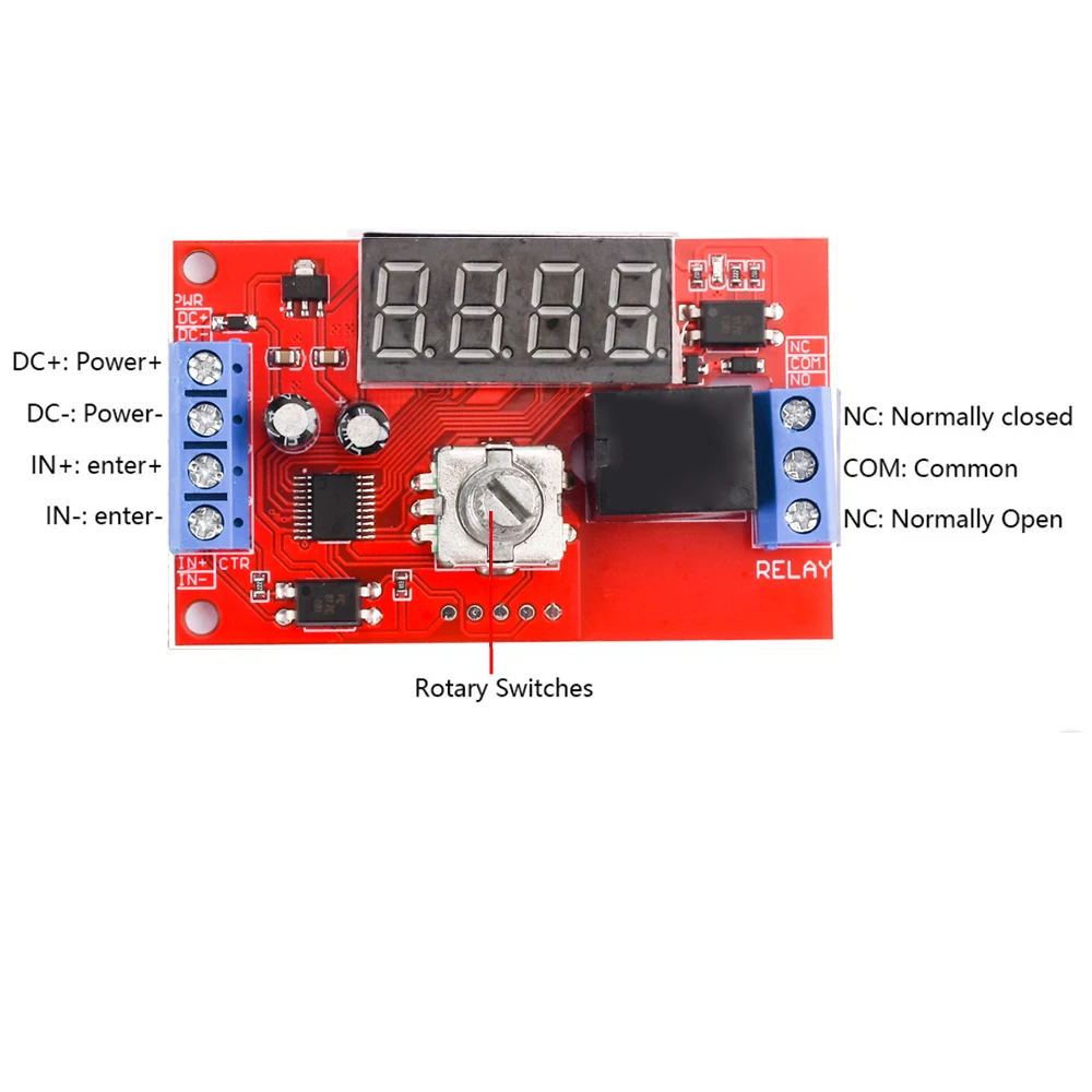 Módulo de relé de retardo de tiempo ajustable, interruptor de Control de temporizador de gatillo de temporizador Digital LED, 32 modos, cc 5V, 12V, 24V, 10A