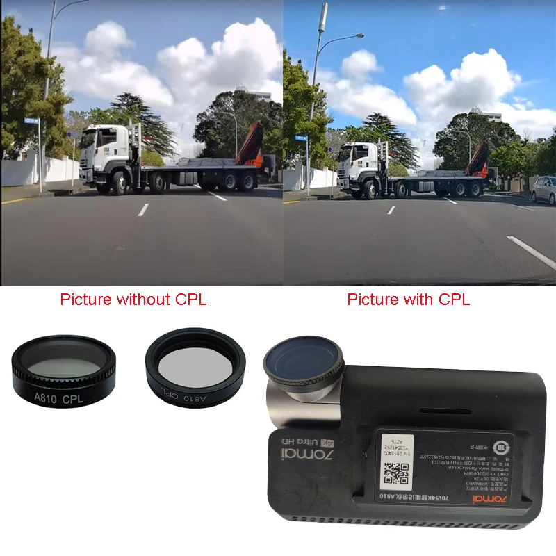 CPL Filter Circular Polarizing Filter Lens Cover For 70mai A810 Car DVR Camera Dash Cam 1pcs