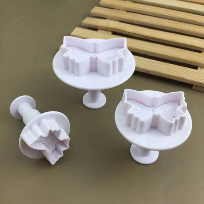 

3Pcs for Butterfly Plunger Fondant Cutter DIY Cookie Stamper Baking Accessories