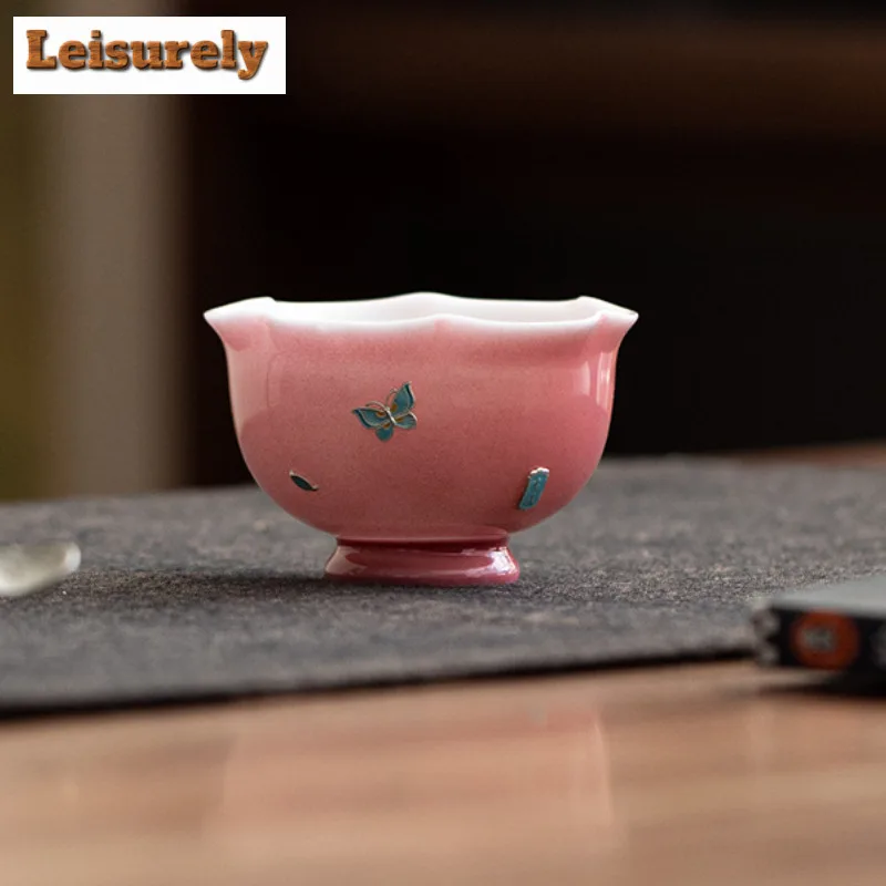 80ml Silver-plated Ice Jade Porcelain Kui Mouth Teacup Luxury Tea Bowl Cute Cup Tea-tasting Personal Cup Chazhan Master Cups