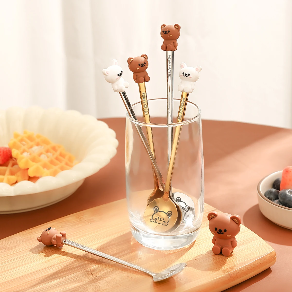 WORTHBUY Coffee Scoop Stainless Steel Coffee Spoon Coffee Tool Multifunctional Kid Spoon With Cute Bear Handle Coffee Accessorie