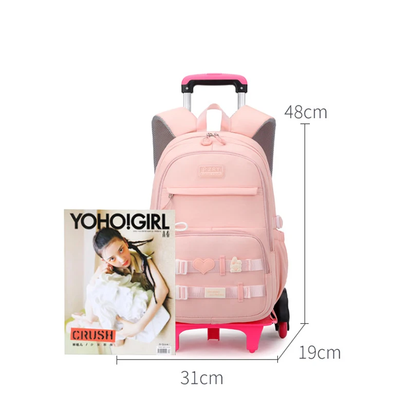 Student School Bags Rolling Backpack Kids Trolley Bag Girls School Backpacks with Wheels Children Waterproof wheeled Backpack