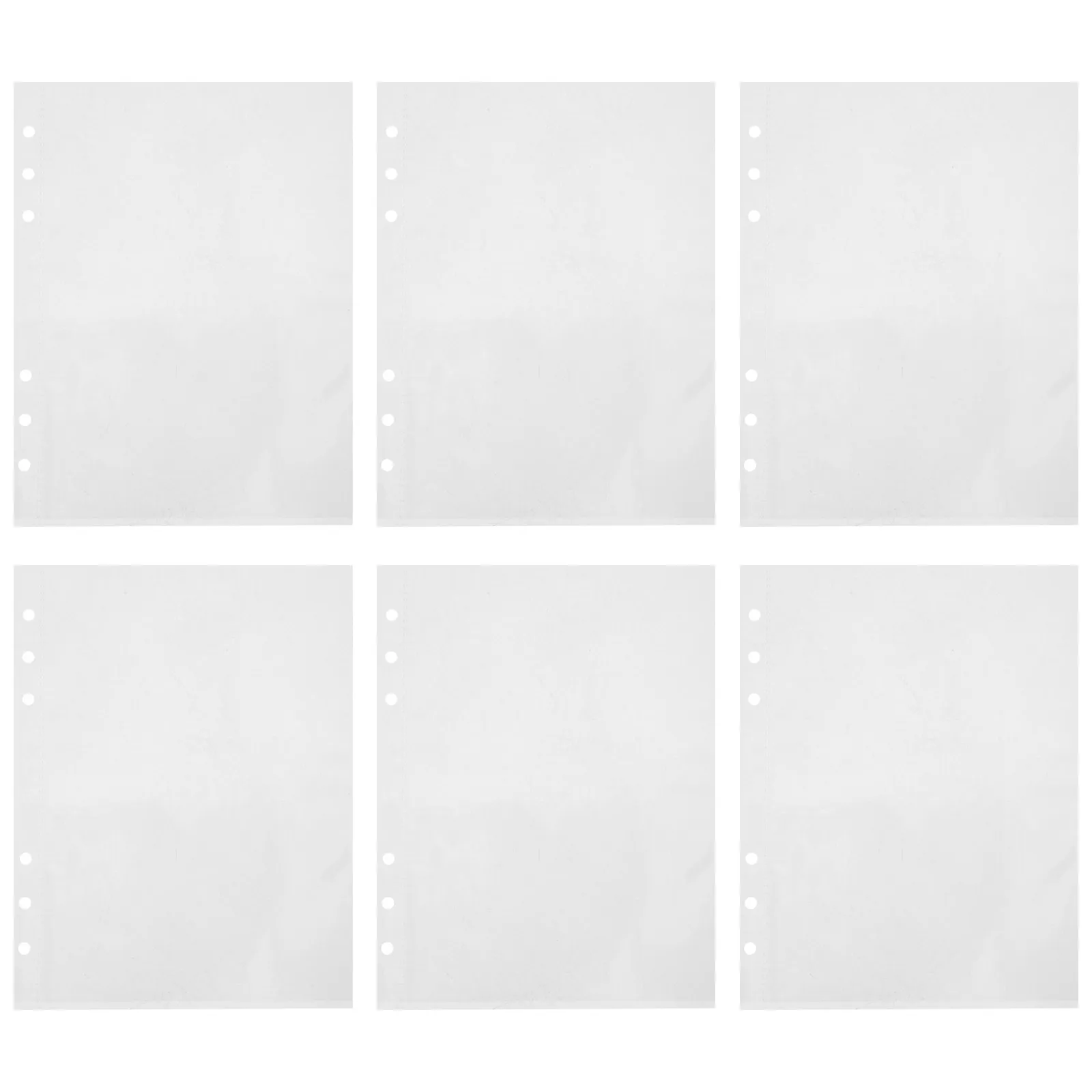 50개 A5 바인더 포켓 인서트 투명 플라스틱 슬리브 6링 시트 프로텍터 양면 사진 앨범 정리함 (가정 및 사무실용)