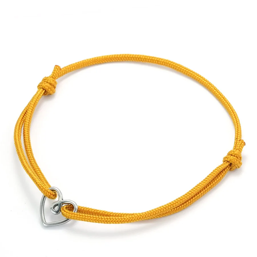 Stainless Steel Heart Charm Adjustable Thread Bracelet