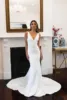 Civil Mermaid Wedding Dress Women Simple Brides Wedding Wear V-Neck Backless Long Train Bridal Gown Bride Dress Customized 5