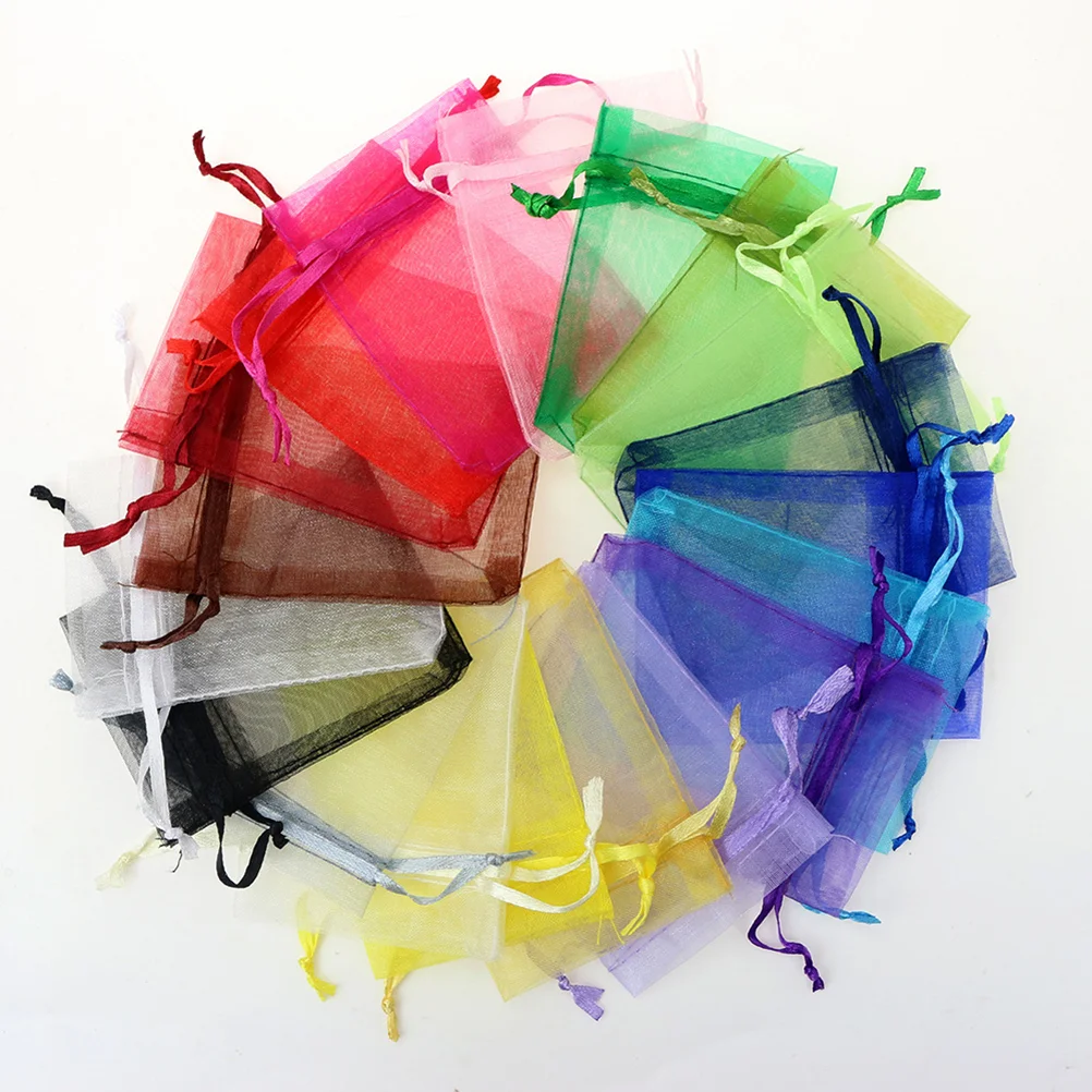 100 Pcs Drawstring Bag Lavender Bags Small Gift Organza Accessories Wedding Favor Candy Clear Goody