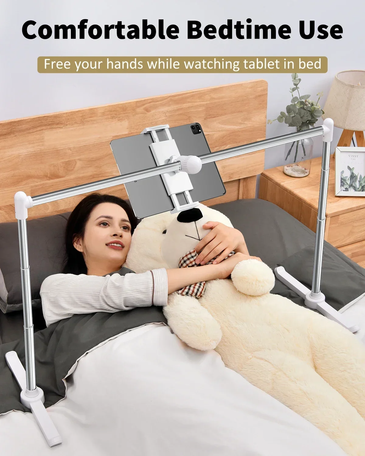Eary Tablet Stand For Bed Sofa Laying Down Phone Holder With 360 Rotation Height Width Adjustable Multi-Functional Clamp Bracket