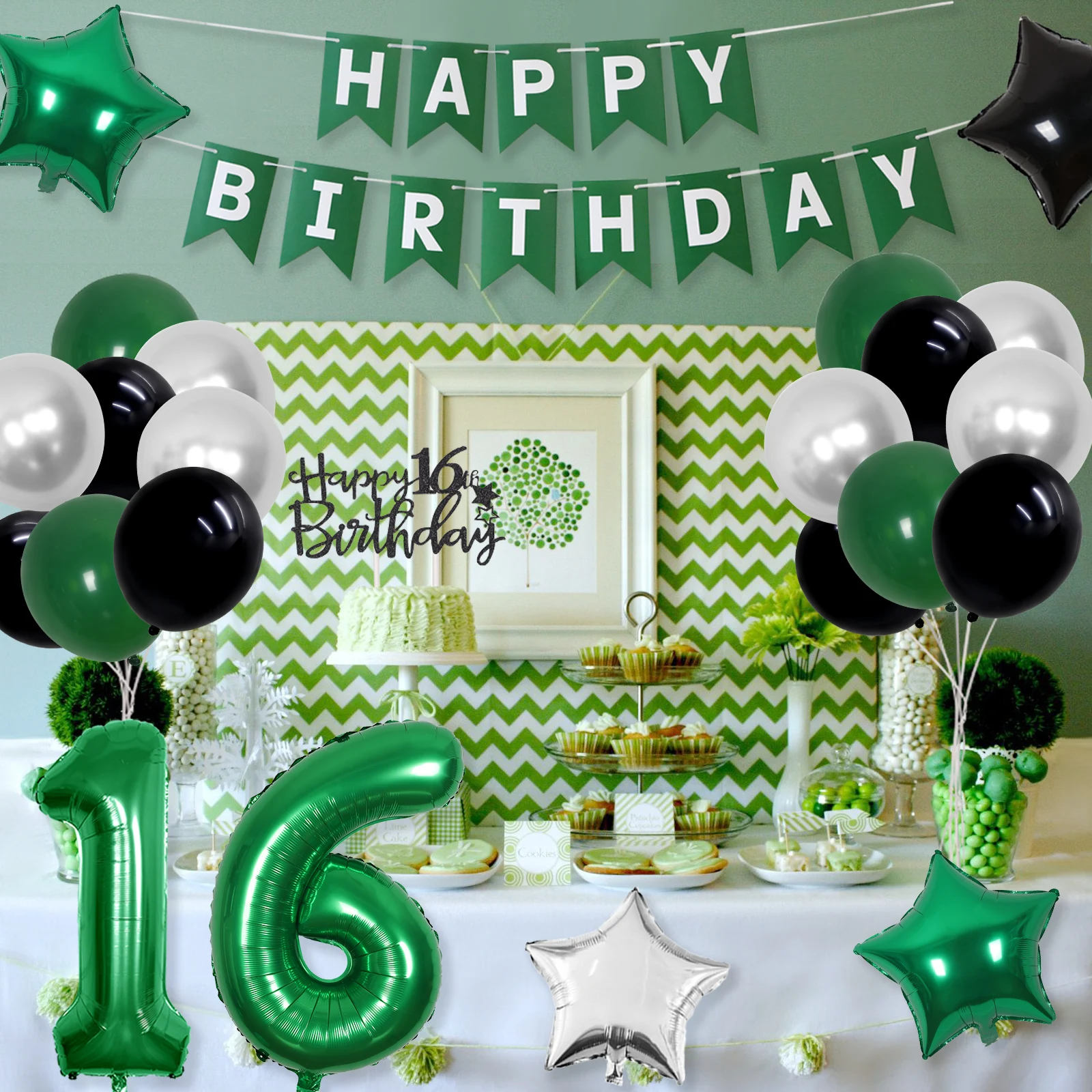 Green And Black Party Decorations