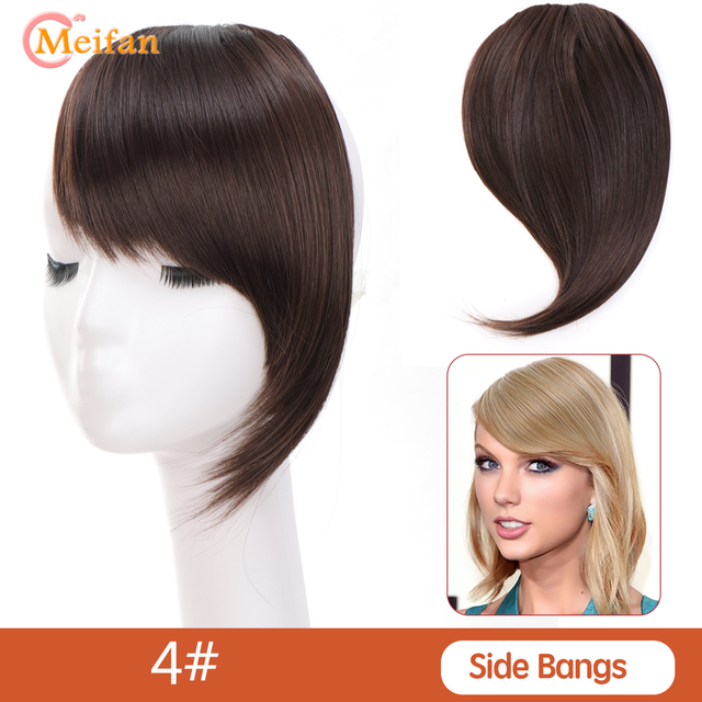 MEIFAN Synthetic Topper Hairpiece False Bang Clip-In Bangs Extension Natural Fake Fringe Invisible Clourse Hairpiece for Women - brown black-200661242