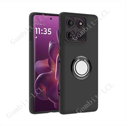 Universal Smartphone TPU Soft Cover with Back Ring Holder Bracket for Edge 60 Fusion (Ring Case Black)