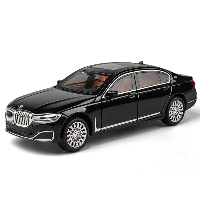 1:24 BMW 760LI Diecast Large Limousine Alloy Metal Car Model Car Sound & Light Pull Back Toy Interior Decorations Kids Toy C188 5