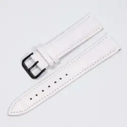 Premium Genuine Leather Watchbands with Steel Pin Buckle - High-Quality Wrist Strap Bracelet for 22mm (White black)