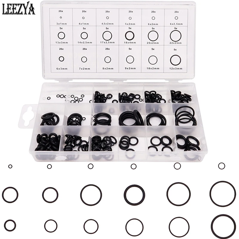 

225pcs Rubber O Ring Watertightness Assortment Oil Resistance Washer Seals Kit Set Automotive Repair Plumbing Faucet Air O-Ring