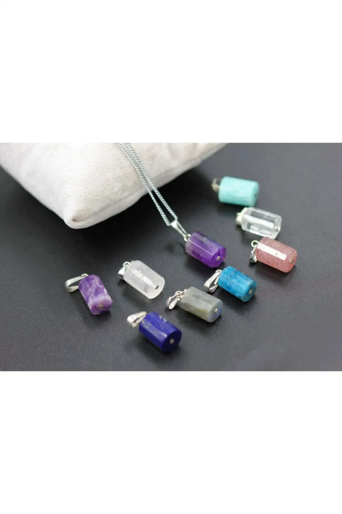 

9 Piece Natural Stone Necklace Set (1 Darkless Chain) Bijouterie Jewelry & Jewelry Accessory