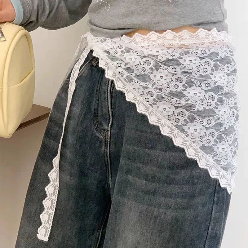Korean Ins Japanese Style Fashion Stacked Soft Lace Patchwork Half Skirt Butt Curtain Skirt Small Apron Matching Dress Skirt - Image 4