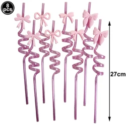 Pink Bow Party Banner Decorations - Stylish Hanging Triangle Flags for Weddings, Bridal Showers, and Birthdays (Pink)